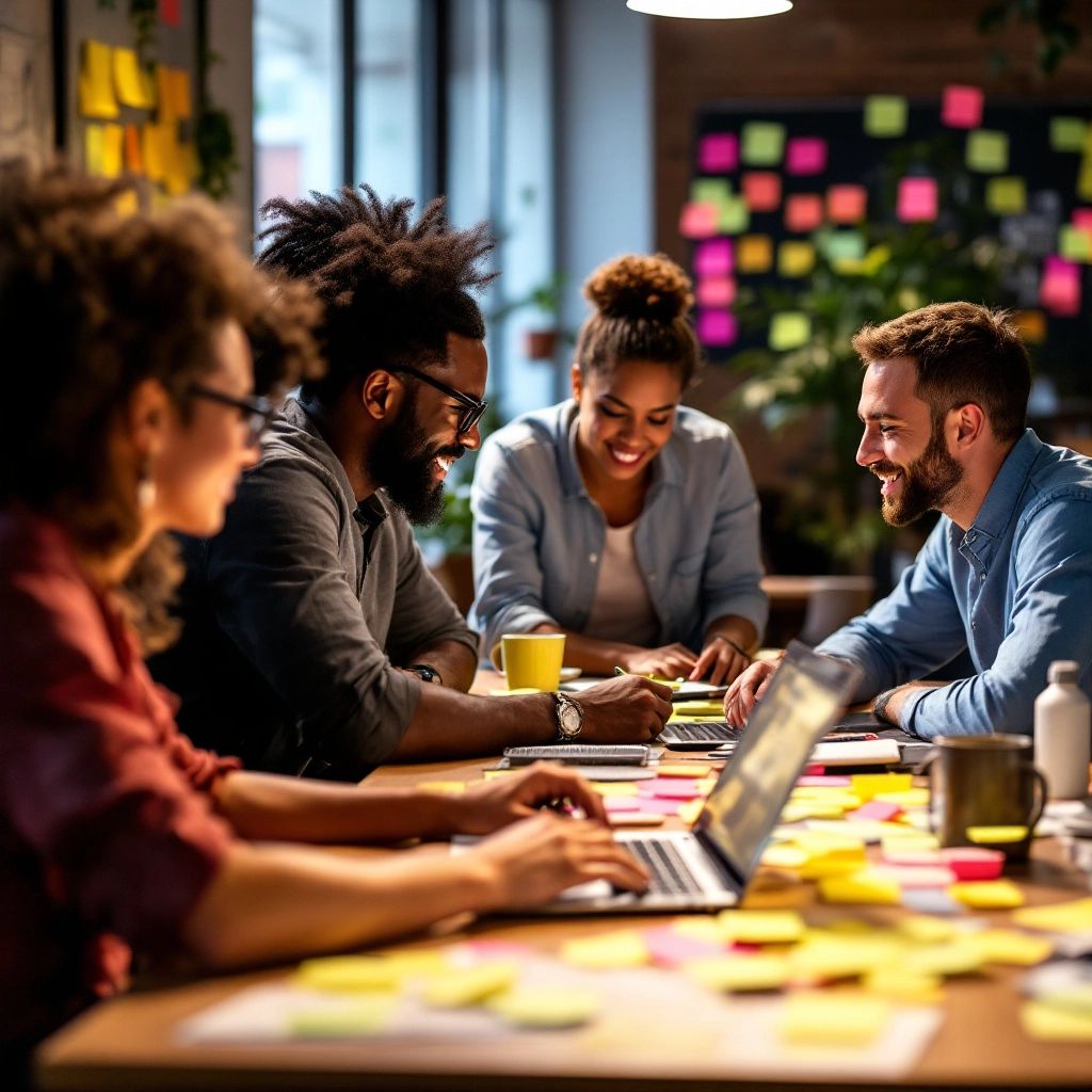 Start-Up gruenden - Diverse Team bei der Ideenfindung für ein Start-up